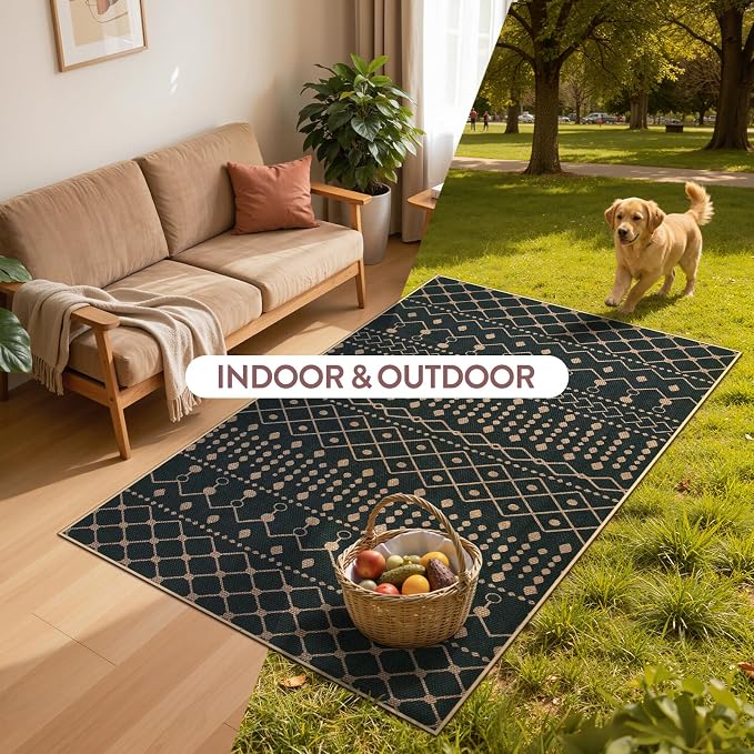 Lahome Moroccan Easy Jute Washable Runner Rug, 2x8 Black Kitchen Runner | - Image 3