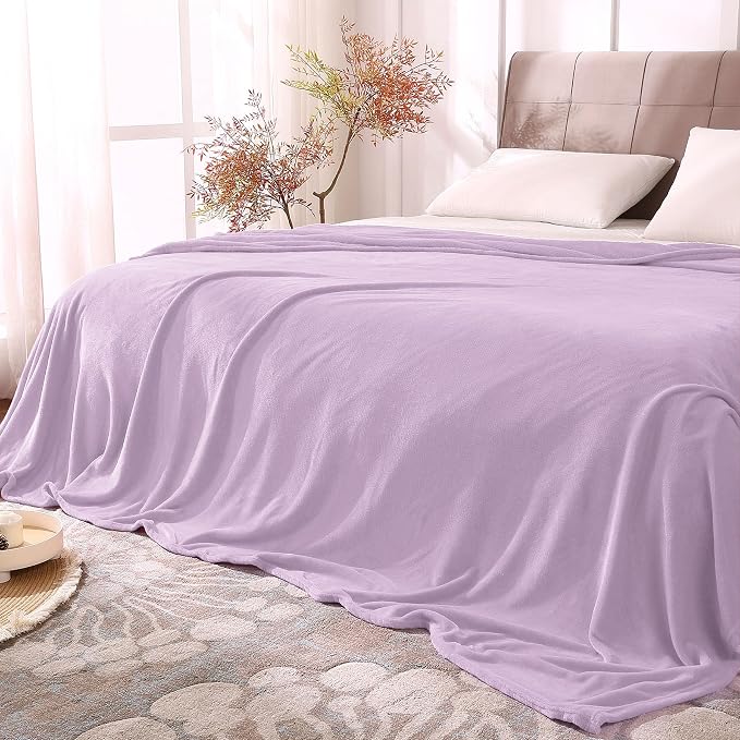 BEDELITE Fleece Blanket Soft Plush Queen Size Bed Blanket Lilac 90"x90" | Ultra by BEDELITE