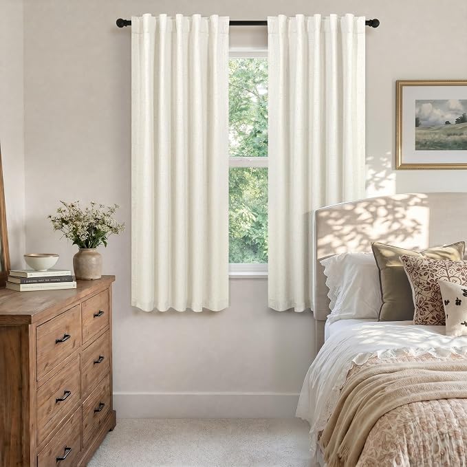 Pitalk 72 Inch Curtains for Living Room Black Out Linen Back Tab Loops Room - Image 3