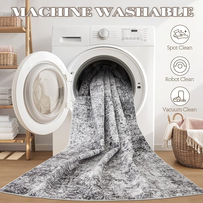 DMOYEST Washable Runner Rug for Hallway: 2x6 Neutral Modern Abstract Low Pile - Image 9