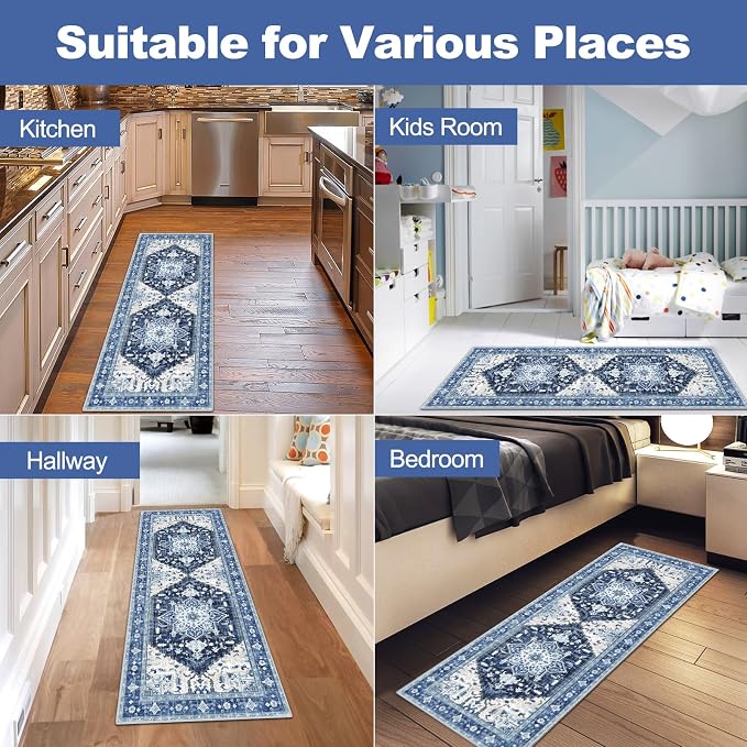 Yamaziot Washable Runner Rug, 2x5 Non-Slip Boho Vintage Hallway Rug Runner - Image 7