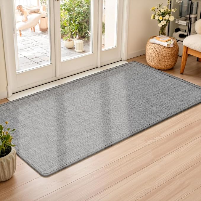 Ultra Thin Indoor Door Mat 24"x47", Non Slip Doormats, Rubber Backing, by LEKEEPGO