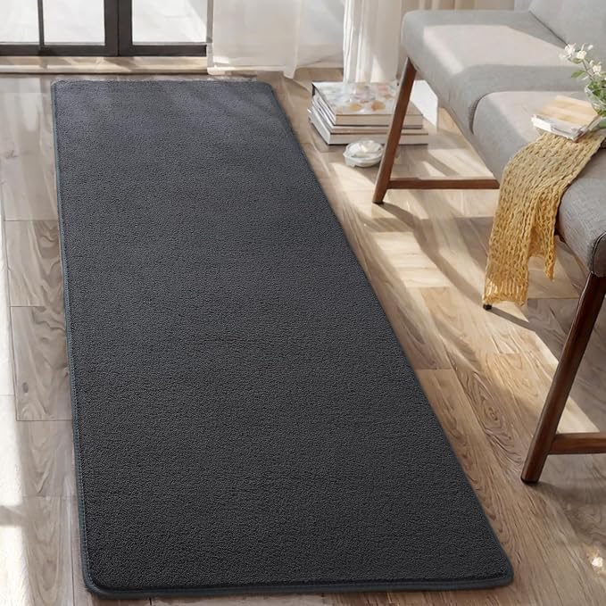 Small Area Rugs for Bedroom, 2×4 Non Slip Runner Rug, Dark Grey | Washable - Image 6