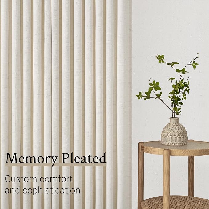 Topfinel 105 Inch Curtains 2 Panels Set, Two Packs Pinch Pleat Back Tab Linen - Image 7