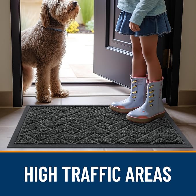 OLANLY Front Door Mat Outside 29.5x17, All-Season Absorbent Rubber Doormat | - Image 8