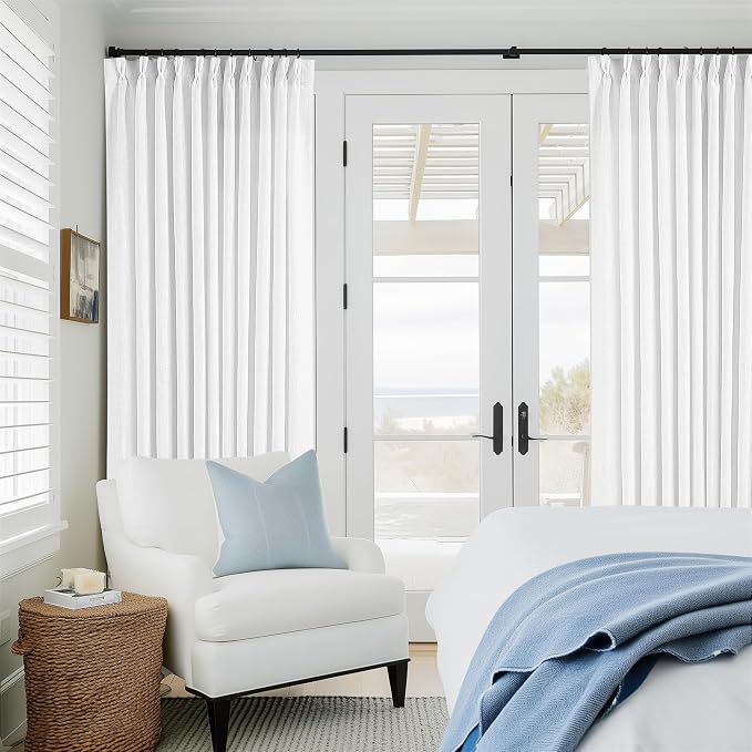 Snow White Pinch Pleat Semi Sheer Linen Curtains W70xL84 1 Panel | Light - Image 6
