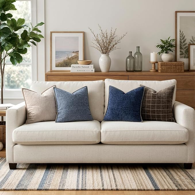 MIULEE Decorative Couch Throw Pillow Covers 18x18 Inch Navy 2 Pack | Farmhouse - Image 5