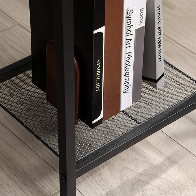 VASAGLE End Table Set of 2, 2-Tier Nightstands Side Table Night Stand Bedside Desk for Small Space in Living Room, Bedroom, Steel Frame, Easy Assembly, 2-Pack, Chestnut Brown, ULET202B17