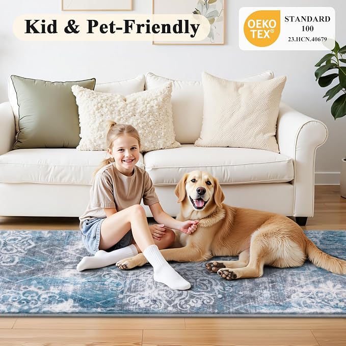 HEBE Hallway Runner Rug 2'x5', Washable Non Slip Kitchen Rug Runner | Soft Boho - Image 7