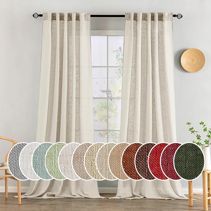 MIULEE Cream Linen Curtains 52x108 Inches Long by MIULEE
