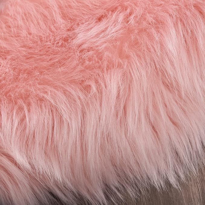 Latepis Round Pink Rug 5ft Faux Fur Sheepskin Circle Rug - Image 6