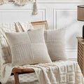 Fancy Homi 2 Packs Neutral Taupe Decorative Throw Pillow Covers 16x16 Inch by Fancy+Homi