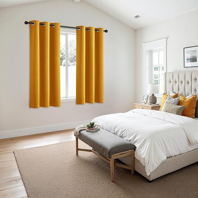 MIULEE Blackout Curtains for Bedroom 2 Panel 40x54 Inch Long Mustard Yellow | - Image 6