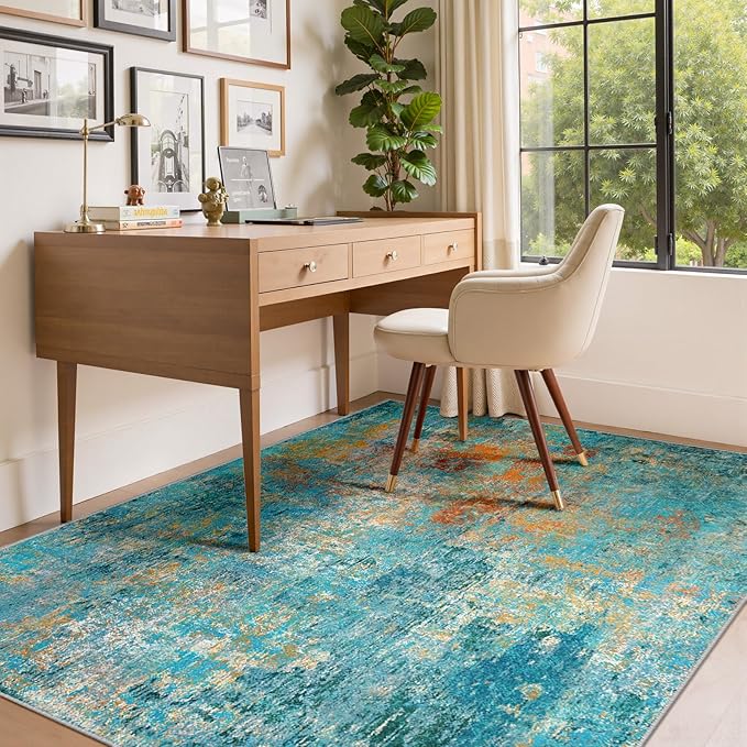 RELEANY Washable 9'x12' Abstract Area Rug - Image 4