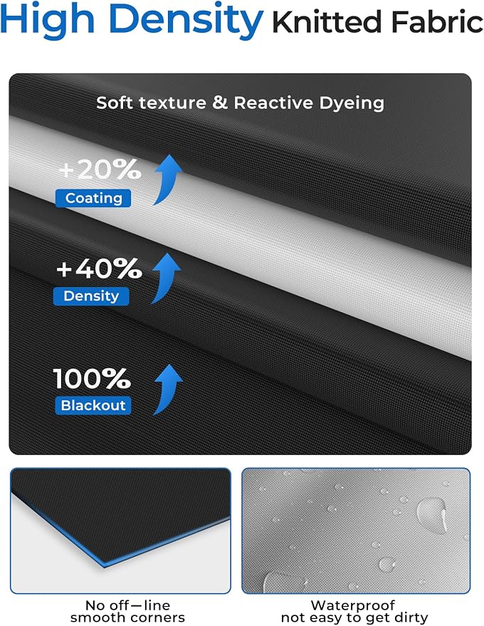 Blackout Curtains 108"x72"Portable No Drill Black Out Window Cover | 100% - Image 7
