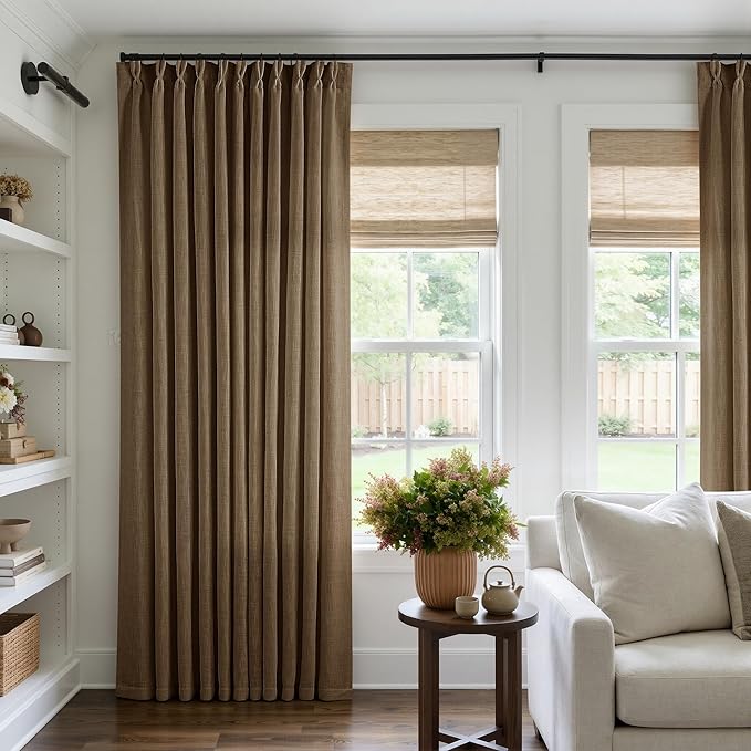Extra Wide 102 Inch Long Pleat Curtains 70 Inch Wide Dutch Cocoa | Pinch Pleat by Twodrapes
