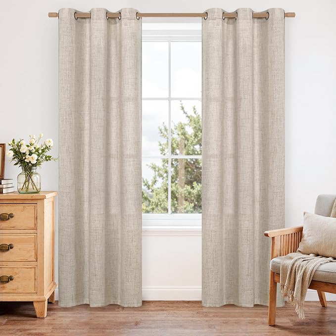 YoungsTex Natural Linen Curtains 42 X 84 Inch Long by YoungsTex