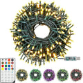 Christmas String Lights 150 LED, APP adjusts brightness change speed, with remote adjustable RGB decorative lights, used for decorations Christmas Trees, Patios, Weddings, Parties，holiday decorations