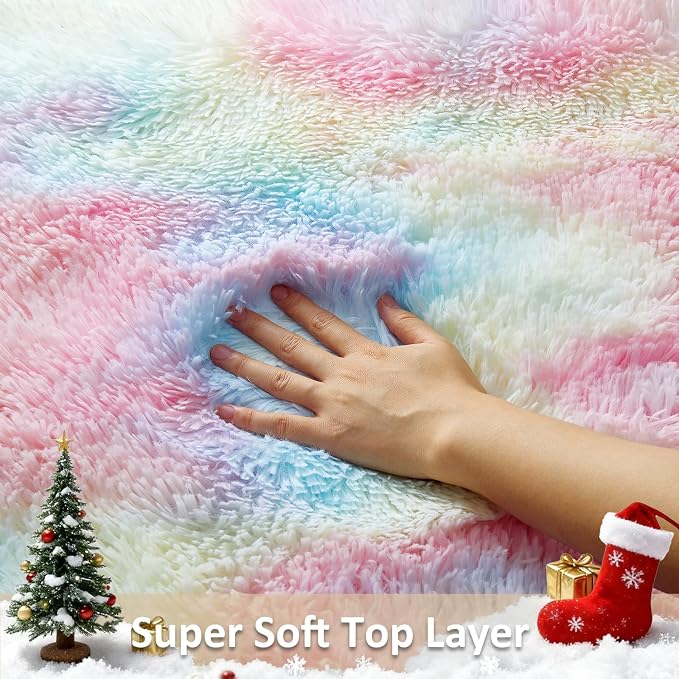 Ophanie Area Rugs for Bedroom Living Room, Color Rainbow, Size 6' x 9' - Image 2
