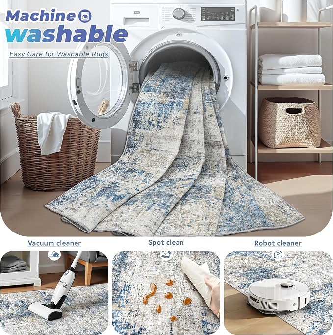 pmtsns Area Rugs 9x12 for Living Room: Washable Rug Modern Abstract Neutral - Image 3
