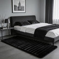 Black Rabbit Striped Plush Rug 2'x6', Fluffy Faux Fur Shaggy Area Rug by CHOVY