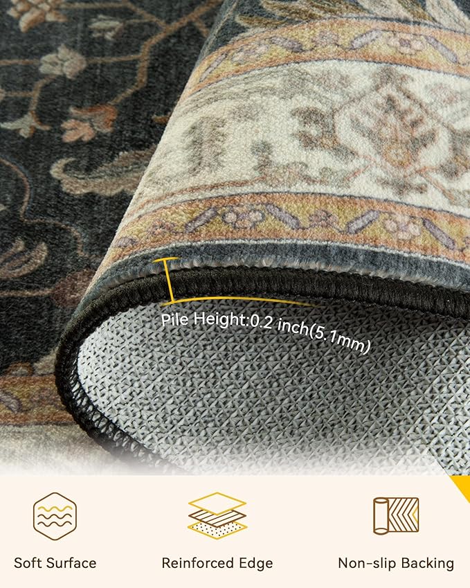 RELEANY Washable Area Rug, Square 8'x8', Water Repellent, Pet Friendly - Image 3