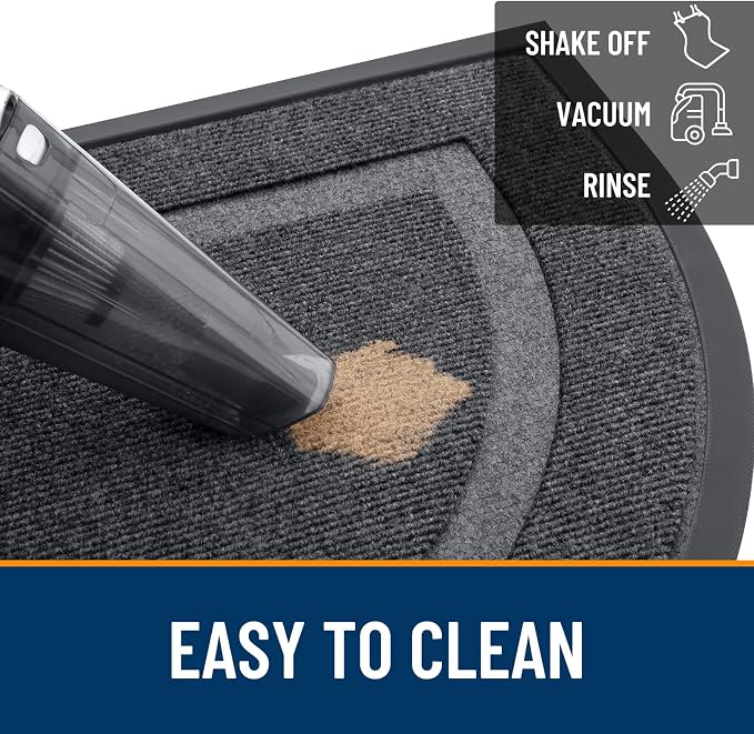 OLANLY Half Circle Front Door Mat Outside 47x23 All-Season Rubber Doormat | Grey - Image 6