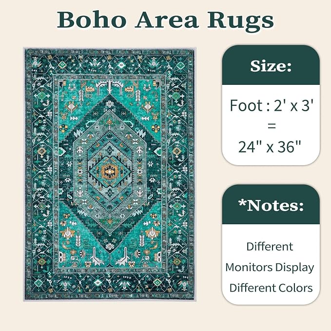 SERISSA 2x3 Washable Non Slip Boho Small Area Rug - Image 6