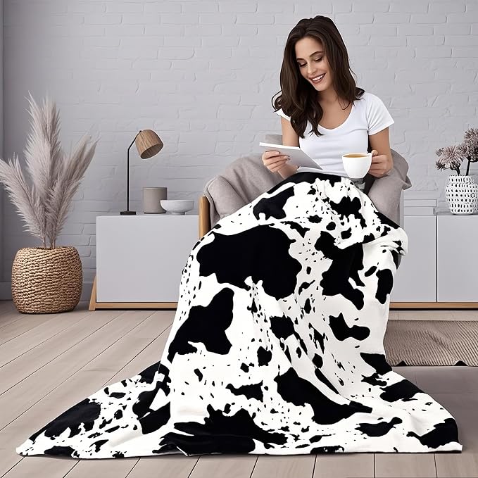 Edenleaf Cow Print Blanket, Ultra Soft Cozy Throw - Image 2