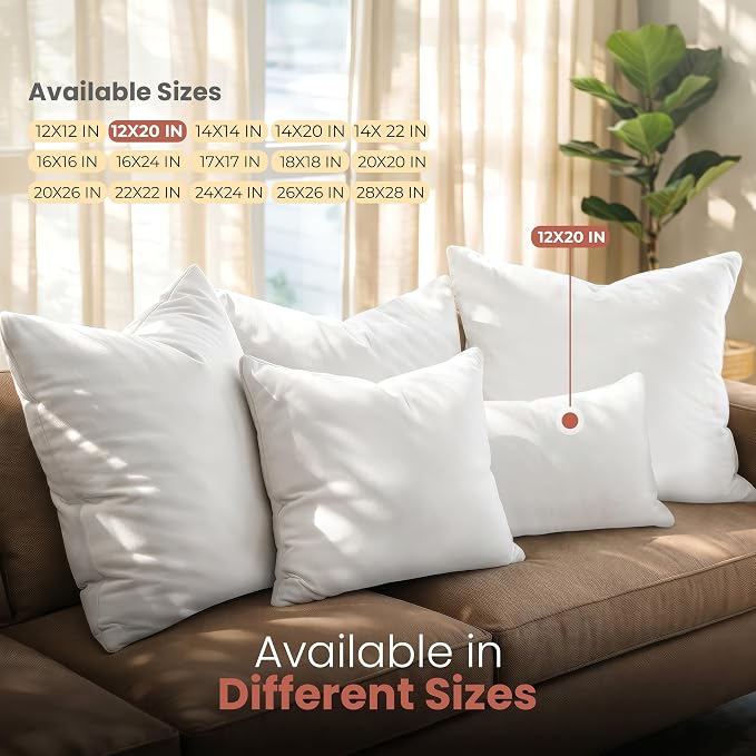 Utopia Bedding 12x20 Pillow Inserts, 2 Pack | 100% Virgin Filling, Indoor - Image 6