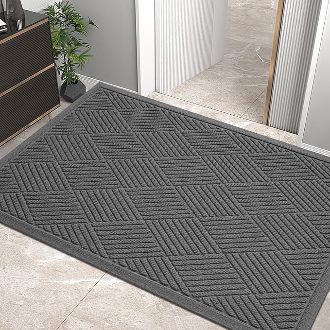 Sturdy Front Door Mat, Absorbent Muddy Dirt Resist Welcome Door Mats Outdoor by HIYARD
