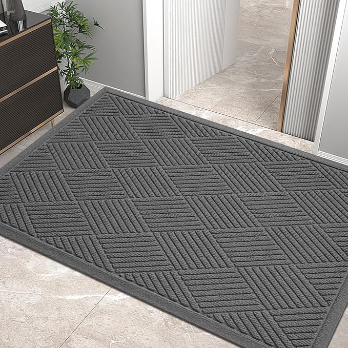 Sturdy Front Door Mat, Absorbent Muddy Dirt Resist Welcome Door Mats Outdoor by HIYARD