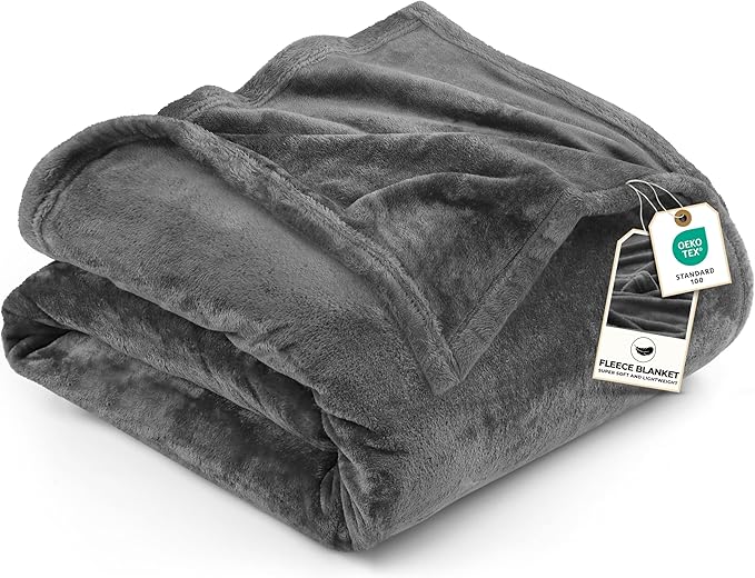 Utopia Bedding Fleece Blanket Twin Size Grey 300GSM Luxury Anti-Static Fuzzy Soft Microfiber Bed Blanket (60x80 Inch)
