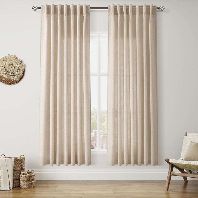 Grey Flax Linen Curtains 72 Inches Long by Nanspring