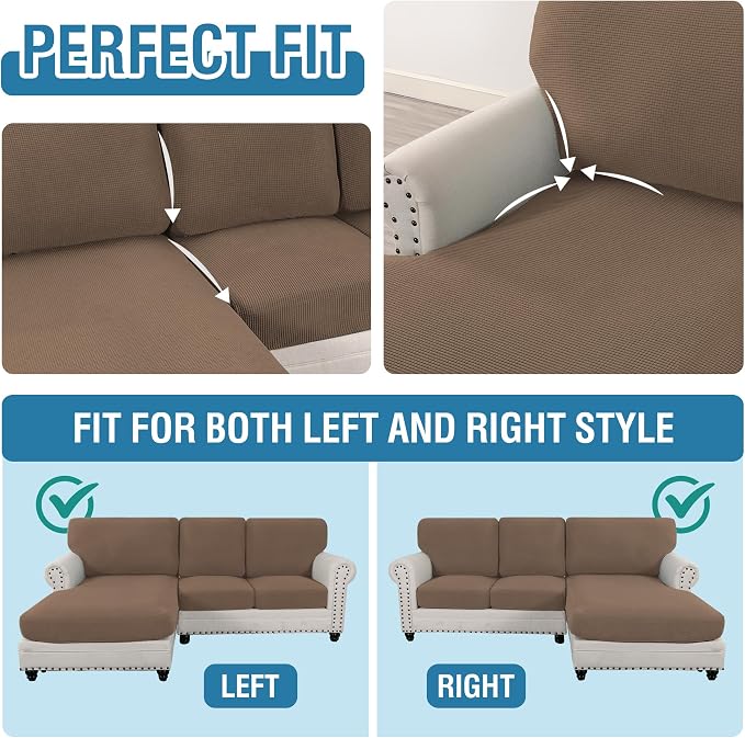 H.VERSAILTEX Sectional Couch Covers 3 Pieces Sofa Seat Cushion Covers L Shape - Image 5
