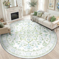 RELEANY Washable Area Rug, Round 8ft, Water Repellent, Pet Friendly, Vintage by RELEANY