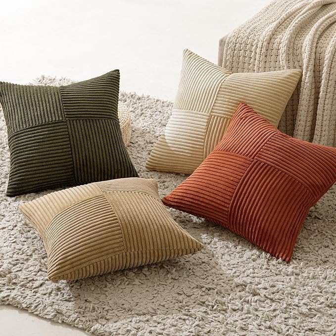 MIULEE Rust-Olive Green Decorative Throw Pillow Covers 20x20 Inch Set of 4 Boho - Image 3