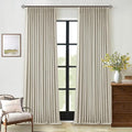 Oatmeal Pinch Pleated Blackout Linen Curtains 108 Inches Long | Black Out by Twodrapes