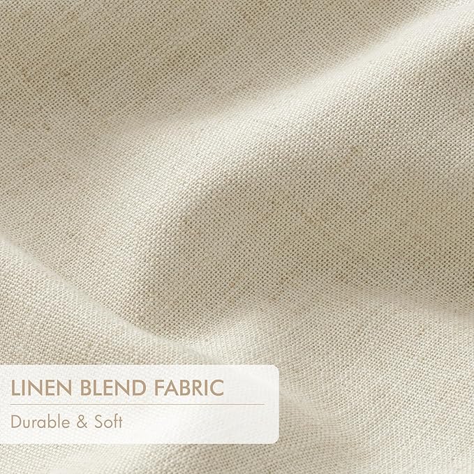 MIULEE Cream Pinch Pleated 100% Blackout Linen Curtains 40x84 Inches | Room - Image 6