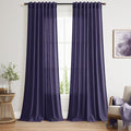 Purple Linen Blend Light Filtering Back Tab Curtains 108 Inches Long, Semi by Nanspring