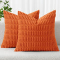 MIULEE Fall Corduroy Decorative Throw Pillow Covers 18x18 Orange Pack of 2 | by MIULEE