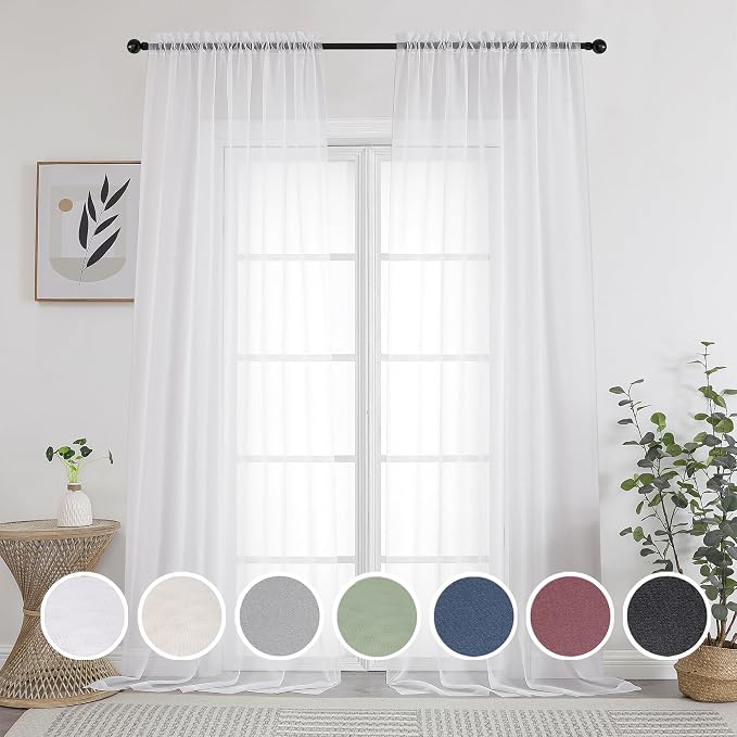 Sheer Curtain, 120 Inches Long, Rod Pocket, 2 Panels, by OWENIE