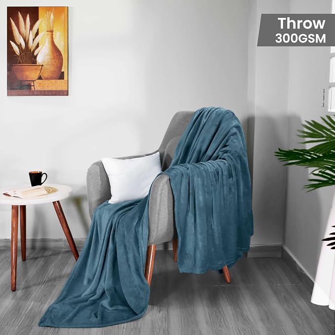 Utopia Bedding Soft Fleece Bed Blanket Throw Size Stone Blue | Microfiber Plush - Image 2