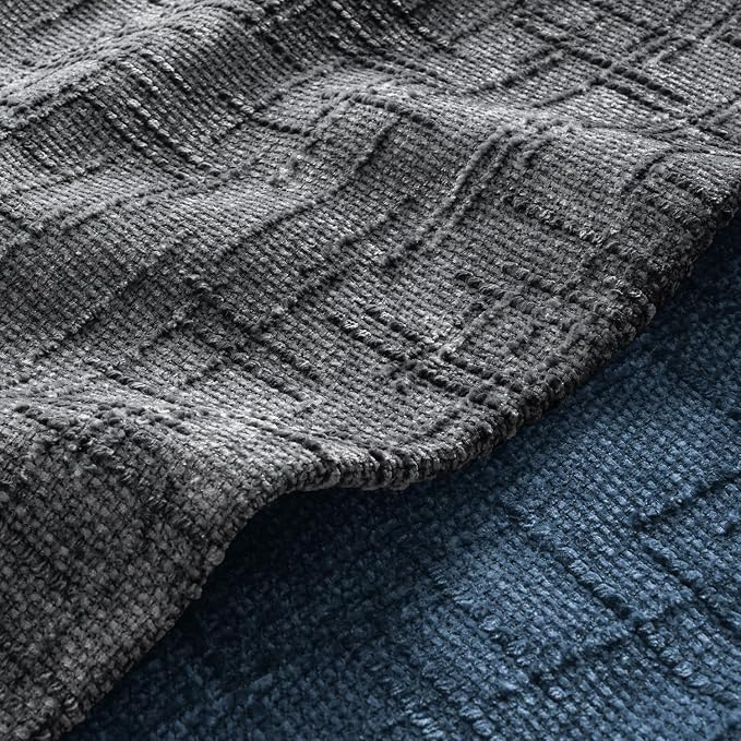 MIULEE Chenille Textured Throw Pillow Covers Dark Grey 18x18 Set of 2 | Slubby - Image 2