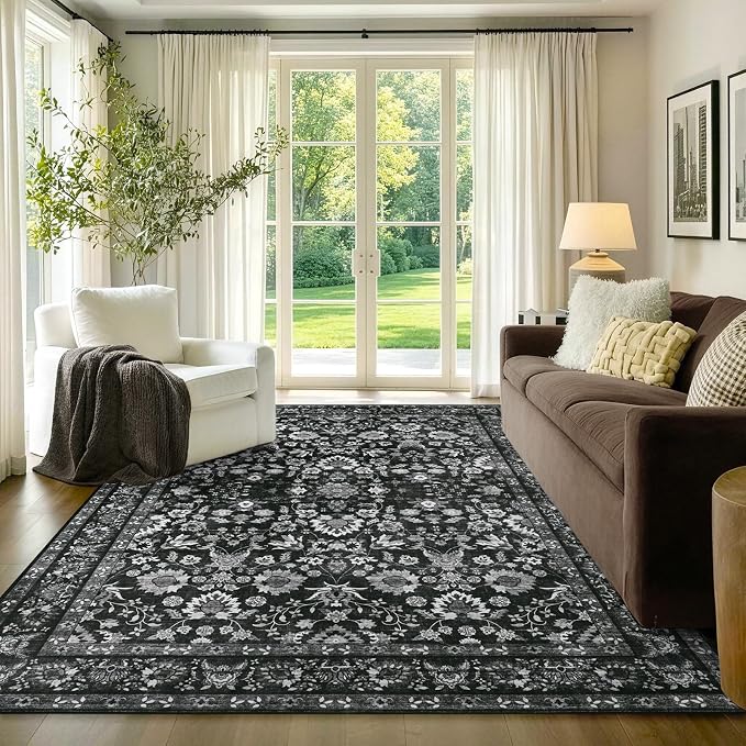 4x6 Ft Area Rugs for Living Room, Soft Non-Slip Machine Washable Rug, Vintage by Lo%CC%80utiRootHome