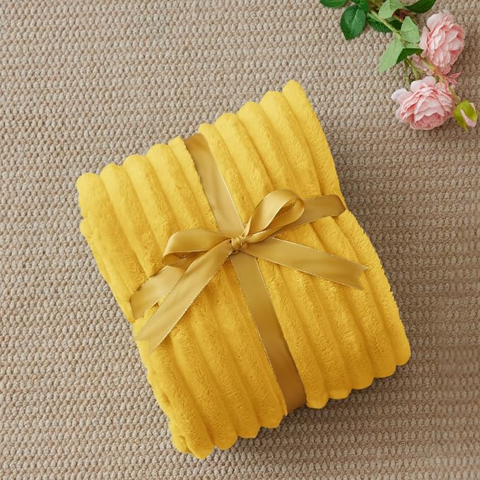 BEDELITE Ribbed Twin Blanket for Couch & Bed, Light Yellow, Warm Yet Lightweight - Image 6