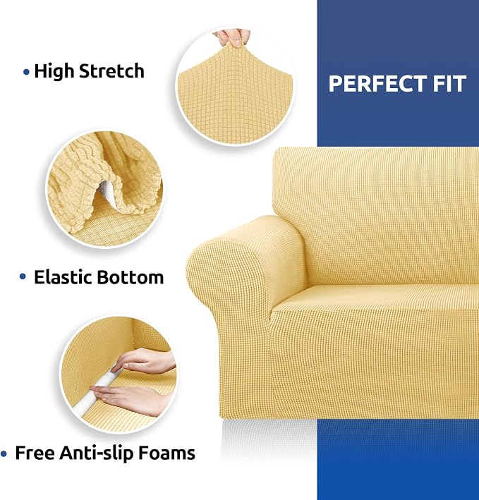 Stretch Oversized Couch Covers for Sofa Slipcover, Champagne | 1-Piece Washable - Image 5