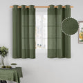 Semi Sheer Linen Curtains 48 Inch Length, Light Filtering Panels Bronze Grommet by LAMIT