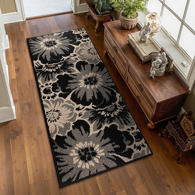 Findosom Washable Kitchen Rug Set of 2, Non Slip High-Low Textured Floral - Image 8