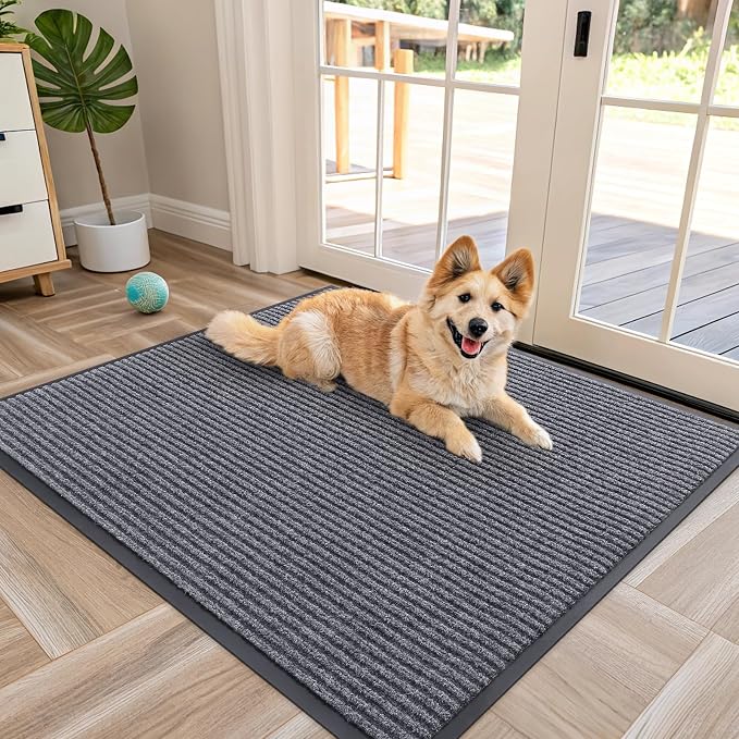 OLANLY Front Door Mat 40x32, Waterproof Heavy-Duty Indoor Outdoor Doormat | Grey by OLANLY